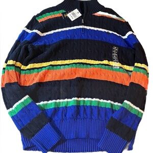 Polo Ralph Lauren Boys Striped Cable Knit Sweater XL 18-20 New NWT 100% Cotton